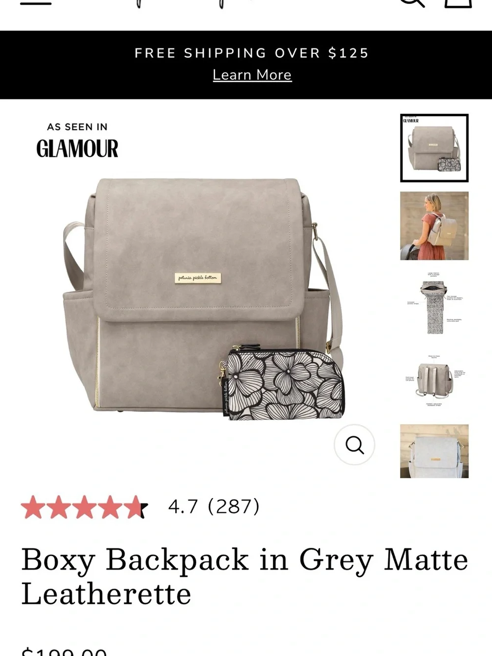 Petunia Pickle Bottom Taupe Backpack with Gold Hardware barely used